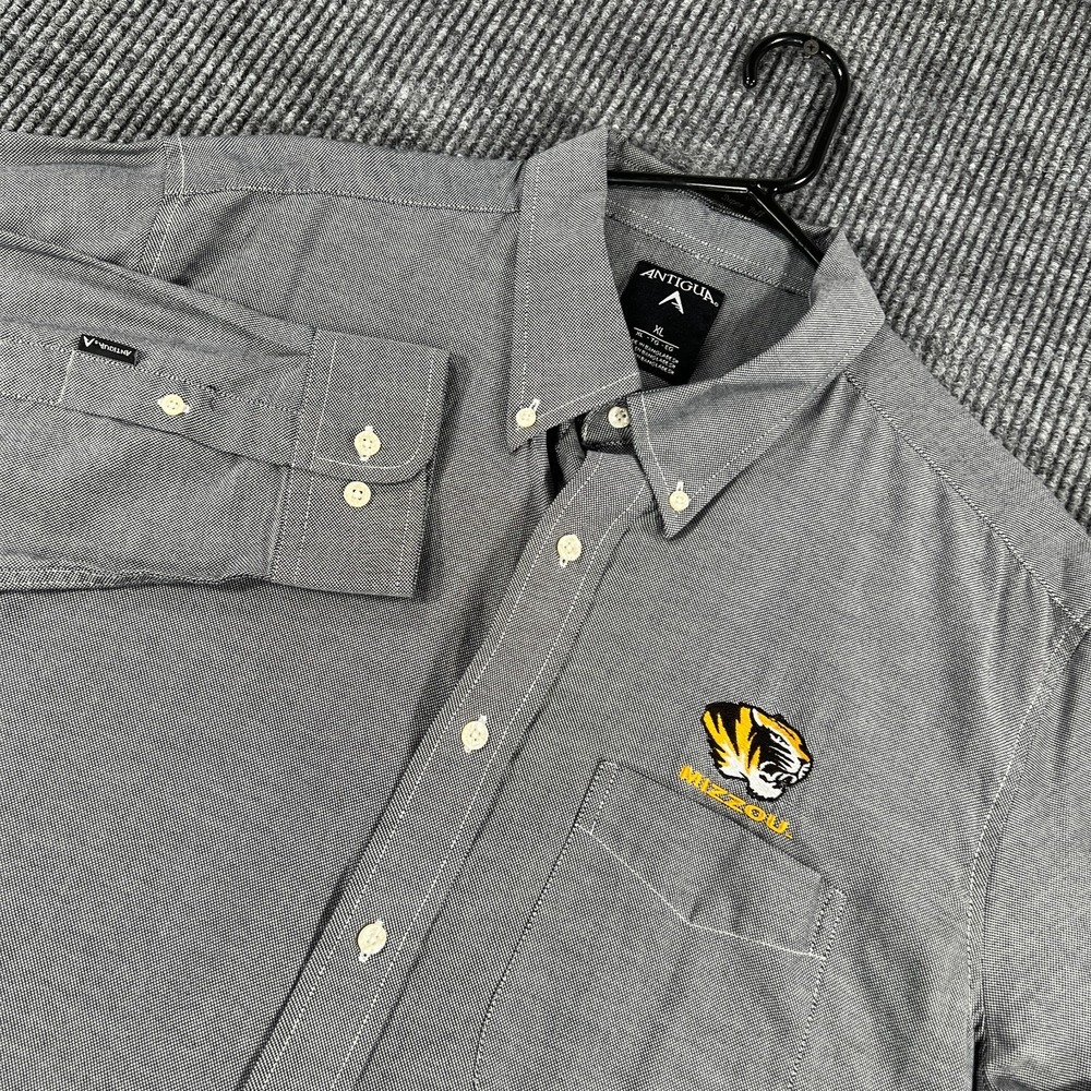Missouri Tigers Mizzou Shirt Mens XL Extra Large Gray Long Sleeve Button Down‎